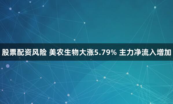 股票配资风险 美农生物大涨5.79% 主力净流入增加